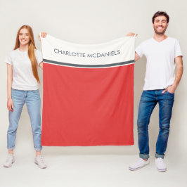 Cobertor De Velo Nome Personalizado Simples Vermelho Moderno