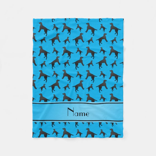 Cobertor De Velo Nome personalizado sky blue Labrador Retriever (Frente)