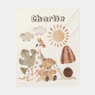Cobertor De Velo Nome Personalizado Texto Boho Woodland Selgle Anim