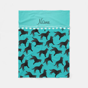 Cobertor De Velo Nome personalizado turquoise belgian sheepdog