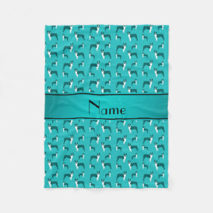 Cobertor De Velo Nome personalizado turquoise boston terrier