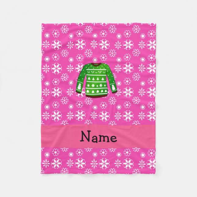 Cobertor De Velo Nome personalizado verde, preto de natal (Frente)