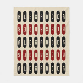 Cobertor De Velo Nome Personalizado Vermelho Preto Gométrico Modern