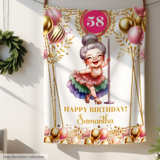 Cobertor De Velo Nome Personalizado Vovó Engraçada Escova Dourada (Custom Name Funny Grandma Gift Blush Gold)