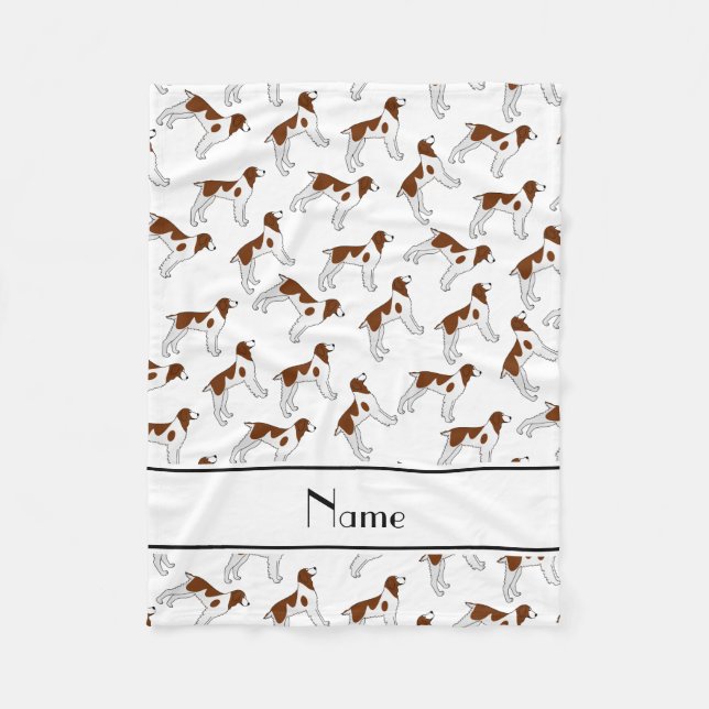 Cobertor De Velo Nome personalizado: White brittany spaniel dog (Frente)
