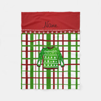 Cobertor De Velo Nome personalizado xadrez de suéter de natal feio 