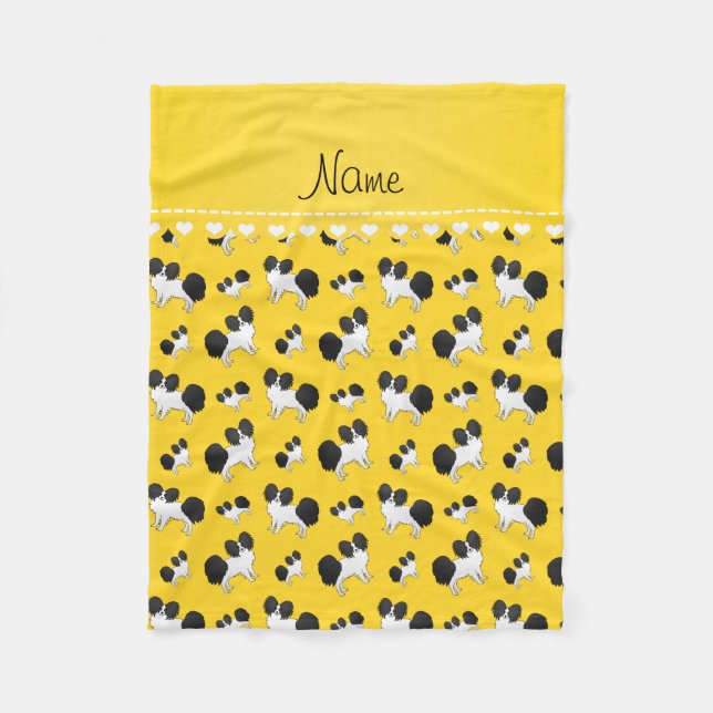 Cobertor De Velo Nome personalizado "yellow Papillon dog" (Frente)