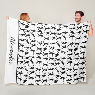 Cobertor De Velo Nome preto e branco do jogador de beisebol