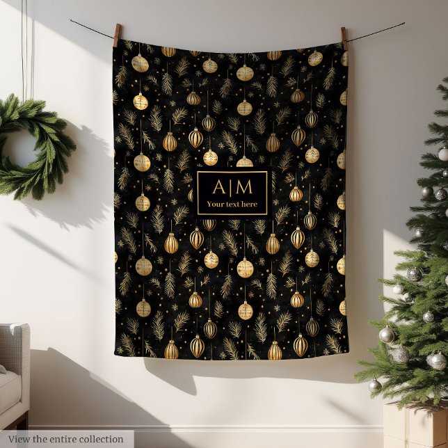 Cobertor De Velo Nome sofisticado de lançamento de água preto e dou (Sophisticated black and gold watercolor throw name Fleece Blanket)