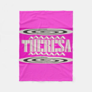 Cobertor De Velo Nome Theresa design cor-de-rosa profundo com símbo