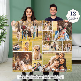 Cobertor De Velo Nome Único da Colagem de Fotos 12 Simples