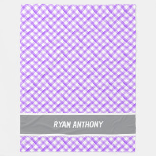 Cobertor De Velo Nome Verificado da Xadrez Gingham de Aquarela Roxa