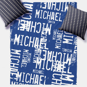 Cobertor De Velo Nomes brancos de tipografia legal em azul Marinho