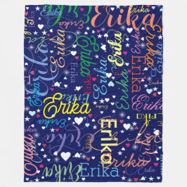 Cobertor De Velo Nomes Coloridos Corações e Estrelas Bonitas por to