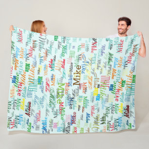 Cobertor De Velo Nomes personalizados coloridos em azul pálido