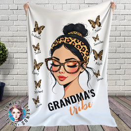 Cobertor De Velo Nomes personalizados de Leopard Messy Bun e Borbol