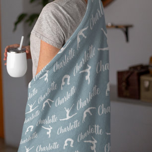 Cobertor De Velo Nomes Repetitivos Gymnastics Blue Fleece Blanket