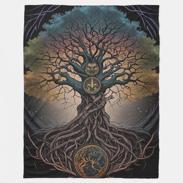 Cobertor De Velo Norse Mythology Yggdrasill Tree Blanket (Frente)