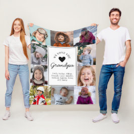 Cobertor De Velo Nós Amamos Avô Colagem de Fotos com Letra Manuscri