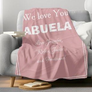 Cobertor De Velo "Nós Amo-Te ABUELA" Rosa Maciço Personalizado