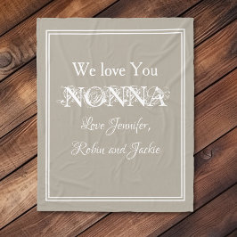 Cobertor De Velo "Nós Amo-Te NONNA" Beige Personalizado