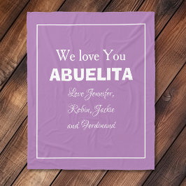 Cobertor De Velo "Nós Te Amo ABUELITA" Mauve Personalizado