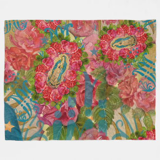 Cobertor De Velo Nossa Senhora de Guadalupe e Rosa Fleece Blanket