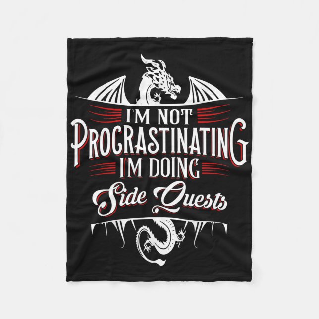 Cobertor De Velo Not Procrastinating Side Quests Funny Rpg Gamer Dr (Frente)