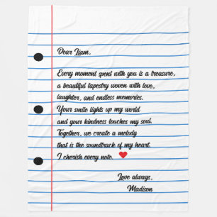 Cobertor De Velo Nota de Amor com Script de Letra em Papel Vinculad