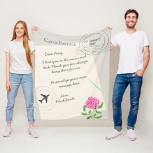 Cobertor De Velo Nota de amor pessoal de mensagem personalizada Car