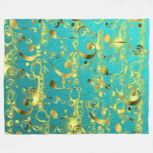 Cobertor De Velo notas de música ouro na casa da moeda