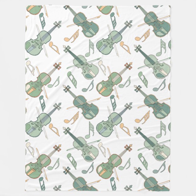 Cobertor De Velo Notas de Música Violinos Angled (Frente)