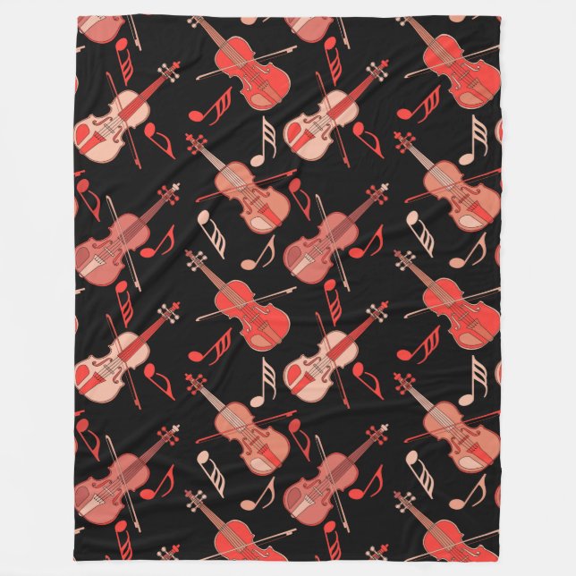 Cobertor De Velo Notas de Música Violinos Angled (Frente)