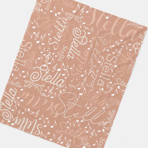 Cobertor De Velo Notas musicais de nome personalizado Stella boho r