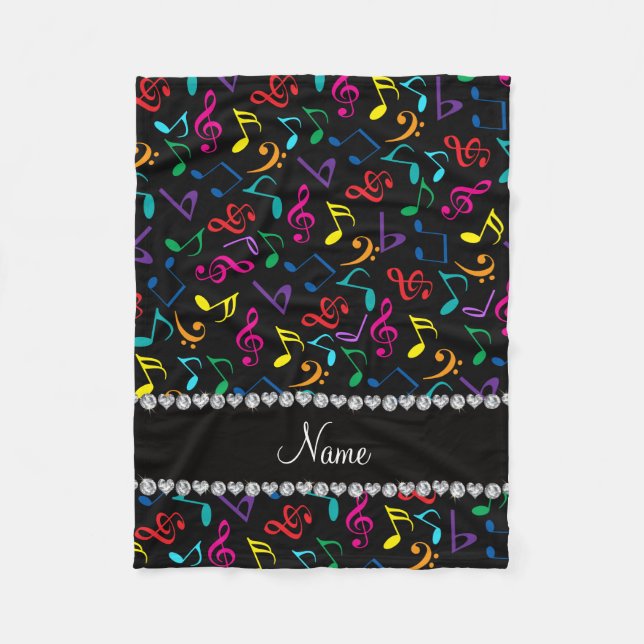 Cobertor De Velo Notas pretas conhecidas personalizadas da música (Frente)