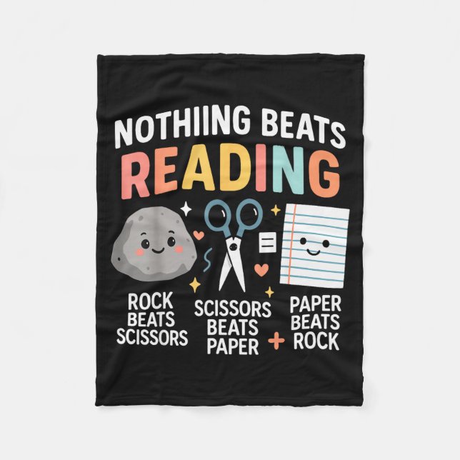 Cobertor De Velo Nothing Beats Reading Rock Paper Scissors Funny Bo (Frente)