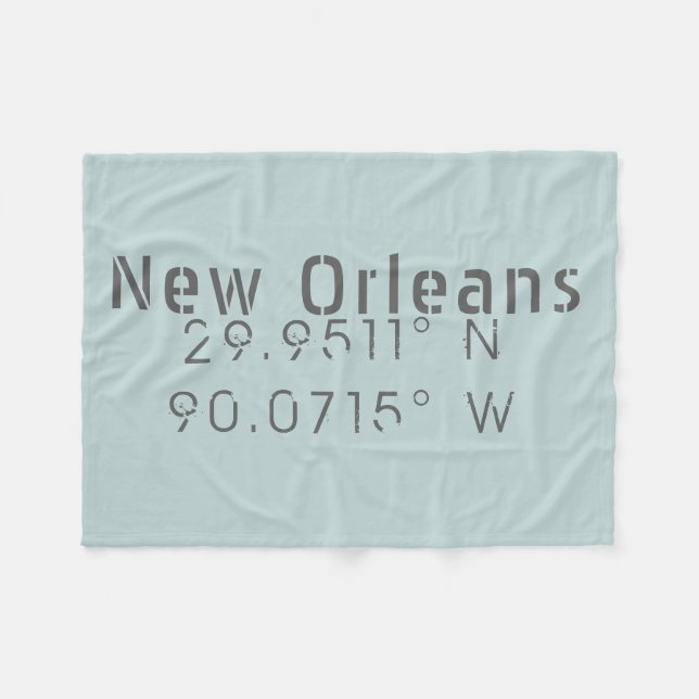 Cobertor De Velo Nova Orleans Latitude & Longitude (Frente (Horizontal))
