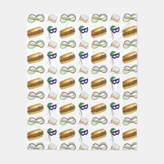 Cobertor De Velo Nova Orleans Louisiana NOLA Mardi Gras Beignet Mas (Frente)