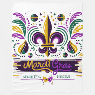 Cobertor De Velo Nova Orleans Mardi Gras verde-roxo