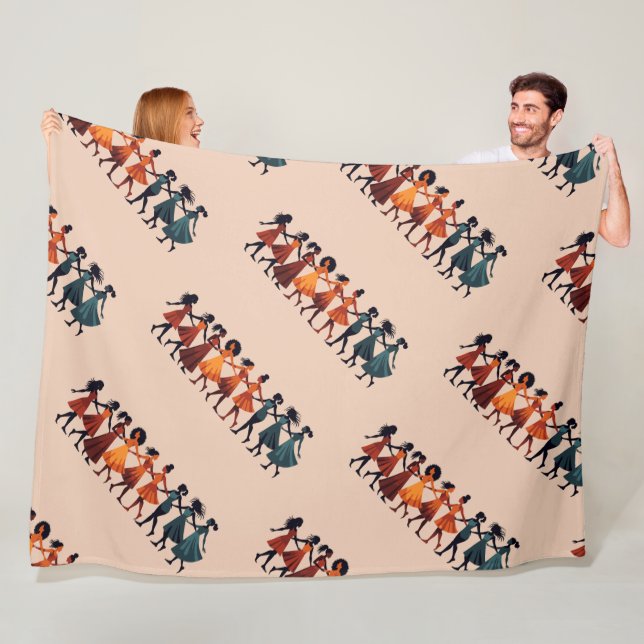 Cobertor De Velo Nove Damas Dançando Estêncil Cortado Estilo Retroa (In Situ)