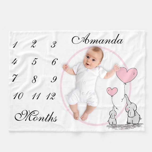 Cobertor De Velo Novo Bebê Infantil Marco Elefante Rosa Foto Rosa (Criador carregado)