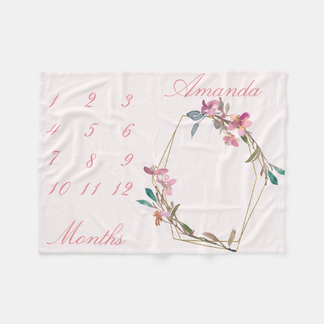 Cobertor De Velo Novo Marco de Bebê Infantil Flor de Cerejeira Geo  (Frente (Horizontal))