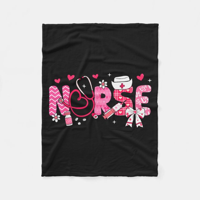 Cobertor De Velo Nurse Valentines Day Valentine Scrub Top Women Scr (Frente)