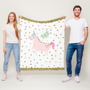 Cobertor De Velo Nursorida de quarto de quarto rosa e Dourada Glitt