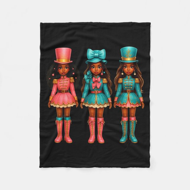 Cobertor De Velo Nutcracker Ocidental Natal Rosa Menina Negra (Frente)
