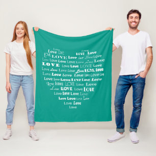 Cobertor De Velo Nuvem da palavra do coração do amor - branco na