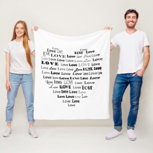 Cobertor De Velo Nuvem de Palavras do Coração de Amor - Preto em Br