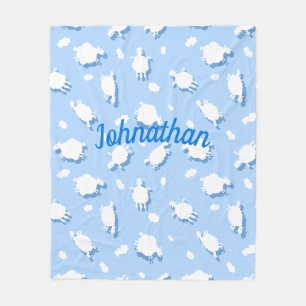 Cobertor De Velo Nuvens & cordeiros (azuis) macios feitos sob