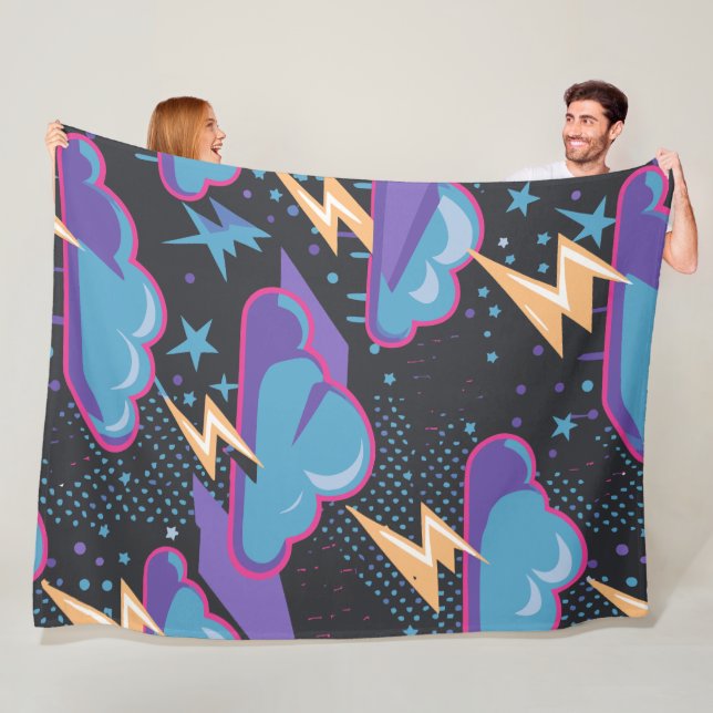 Cobertor De Velo Nuvens de tempestade, raios e padrão de estrelas (In Situ)