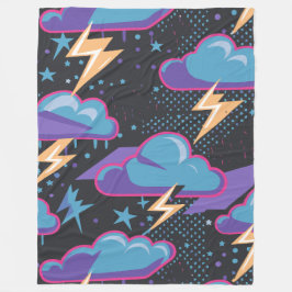Cobertor De Velo Nuvens de tempestade, raios e padrão de estrelas
